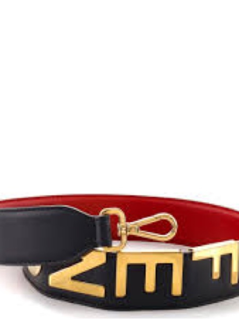 Fendi Black and Red Leather Strap with Gold Logo Hardware